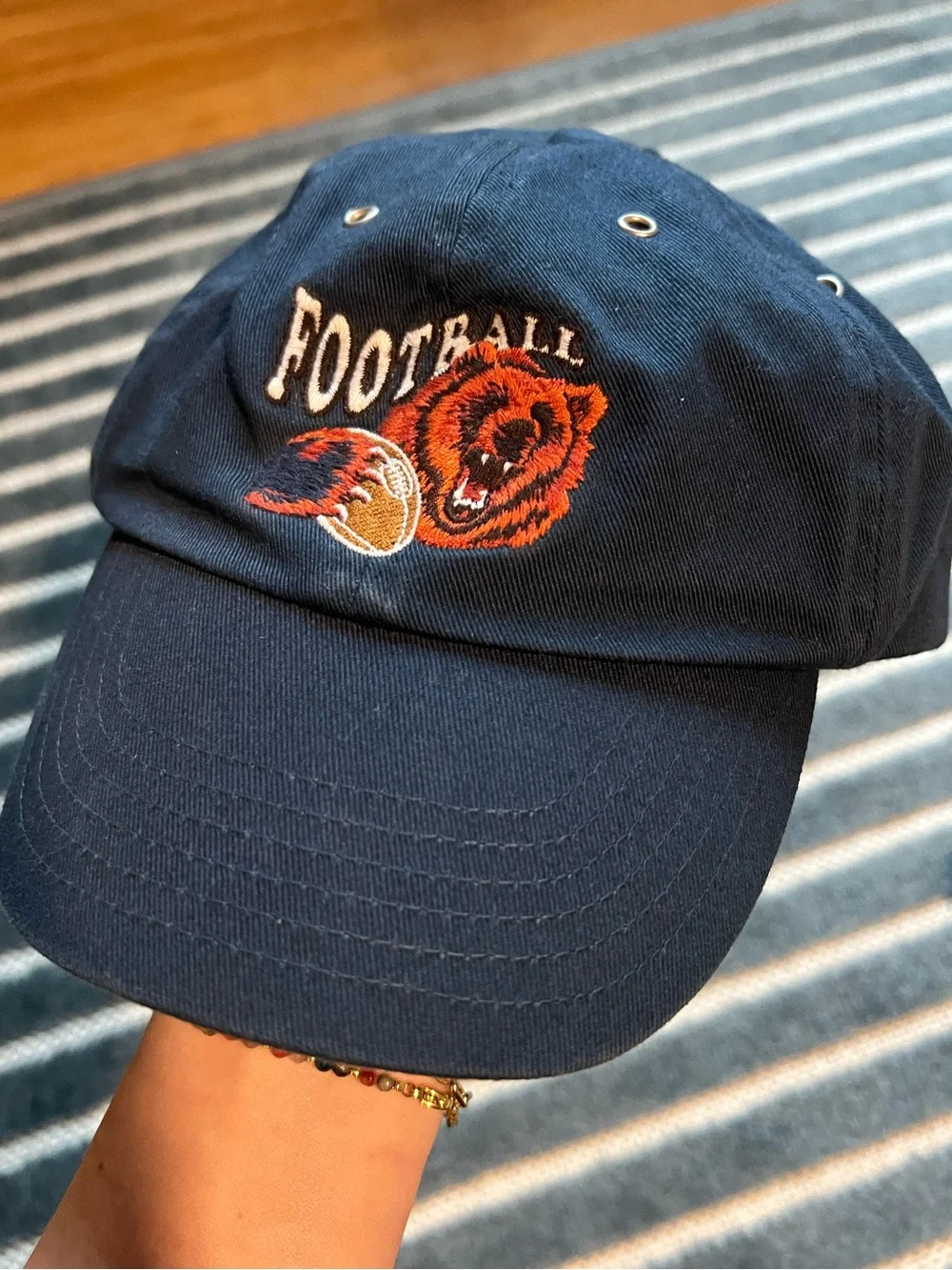 Vintage Gap kids Navy Blue Football Bear Hat